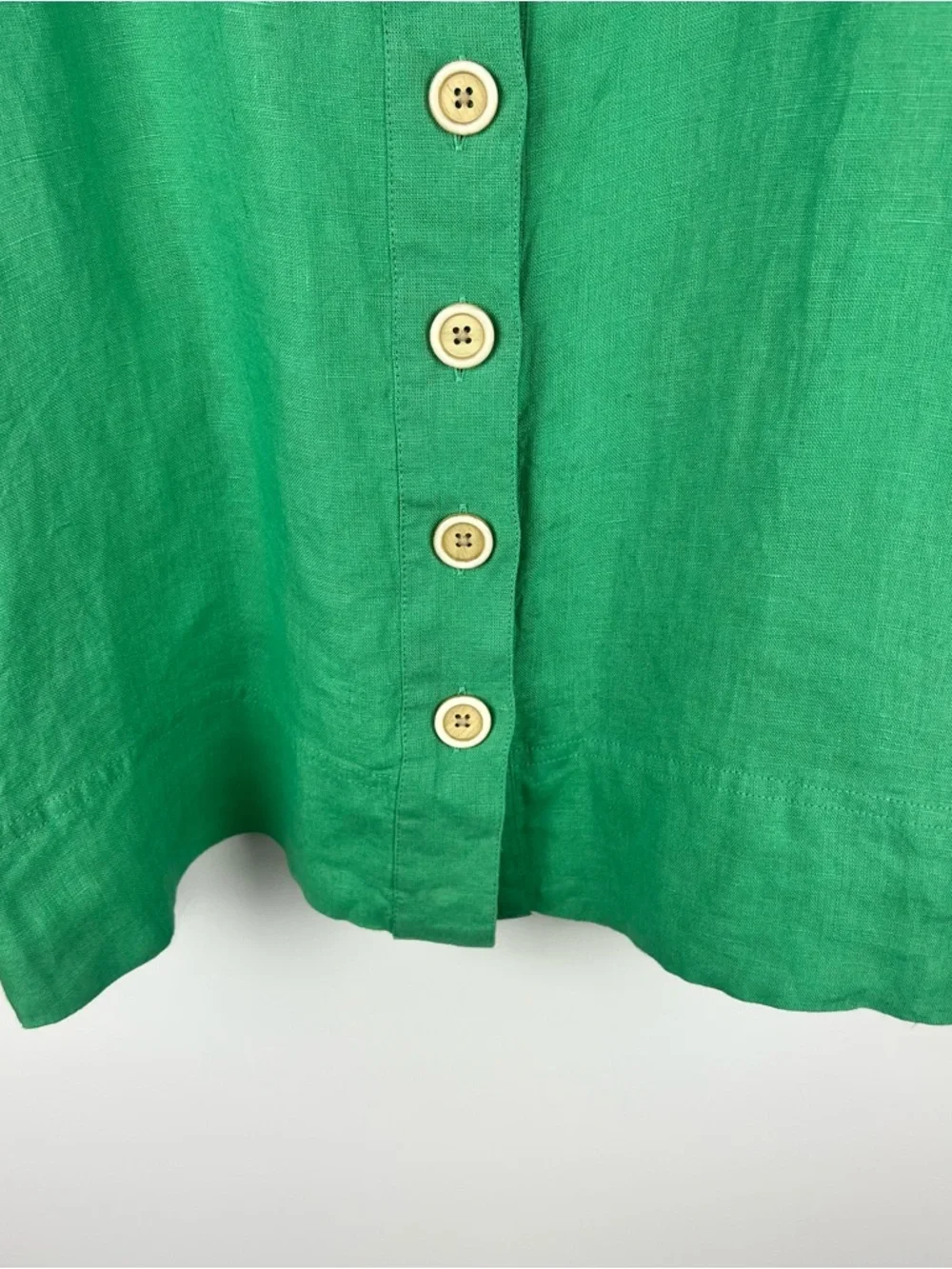 J. Crew 100% Linen Square Neck Button Front Blouse Coastal Summer Green 2022 XS